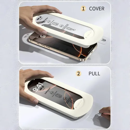 Vista 7 de Paquete de 3 protectores de pantalla de vidrio templado para iPhone 17 Air con kit de alineación automática, polvo automático, grado militar 9H+