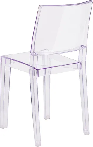 Vista 6 de Flash Furniture Phantom Series - Silla auxiliar apilable transparente para interiores y exteriores con protector de suelo