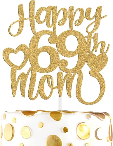 Vista 17 de Decoración para tartas con texto en inglés "Happy 50th Mom", feliz 50 cumpleaños para madre, saludos a 50 años, cumpleaños, aniversario, suministros