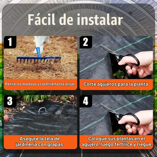 Vista 6 de 5 x 10 pies, paquete de 3 unidades de tela de barrera de malas hierbas para jardín, paisaje, bloqueador de malas hierbas, tela tejida resistente