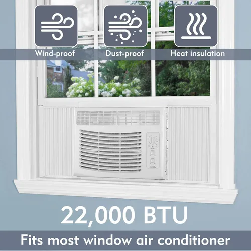 Vista 7 de Flamorrow Paneles laterales de aire acondicionado de ventana con marco, se adapta a aires acondicionados de ventana de 22,000 BTU, kit de relleno