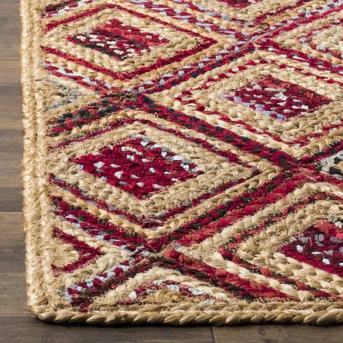 Vista 3 de Safavieh - Colección Cape Cod CAP354A - Tapete tejida a mano en algodón natural y azul, Yute