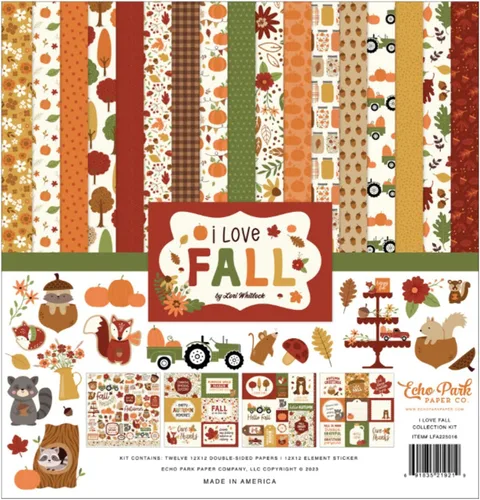 Vista 3 de Echo Park Collection Kit 12" X12" - Fiebre de otoño Autumn Cardstock Craft Supplies for Scrapbooking, Card Making, Journaling – 12 x 12, Double