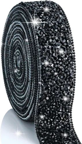 Vista 25 de Dowarm Cinta autoadhesiva de diamantes de imitación plateados, tiras brillantes para manualidades, decoración de bodas, 0.4 pulgadas de ancho