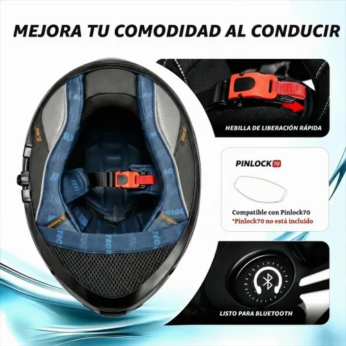 Vista 4 de HAX Force - Casco de cara completa aerodinámico para motos y e-bikes certificado DOT y ECE - Visor doble mejorado, talla adulto, listo para Pinlock