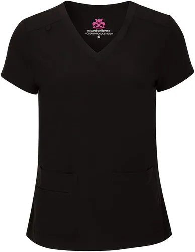 Vista 2 de Natural Uniforms Conjunto de top elástico con cuello en V y pantalón cargo para mujer