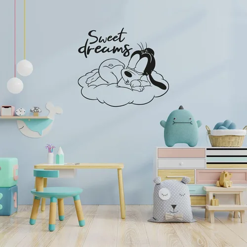 Vista 3 de Sweet Dreams - Adhesivo decorativo para pared con diseño de silueta de bebé pequeño y tonto durmiendo, para pared, para habitación de niños, niñas