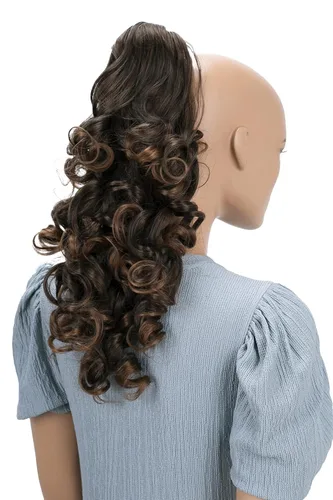 Vista 22 de Prettyshop - Extensión de cola de caballo de 24 pulgadas con clip, larga, voluminosa, ondulada, resistente al calor, color negro H63