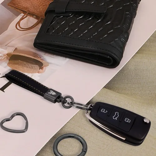 Vista 5 de BIHRTC Llavero de cuero para mujer, llavero de cuero para automóvil, llavero para mujeres y hombres