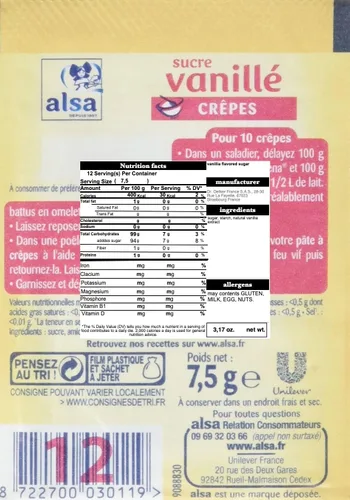 Vista 2 de Alsa Azúcar con sabor a vainilla con extracto de vainilla natural - Paquete de 12 x 0.26 oz
