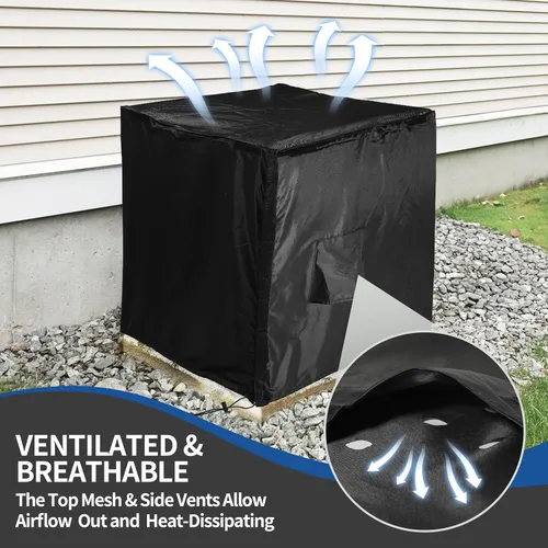 Vista 3 de Cubierta central de aire acondicionado para unidades exteriores, cubierta impermeable 2 en 1 con malla ventilada y diseño superior desmontable