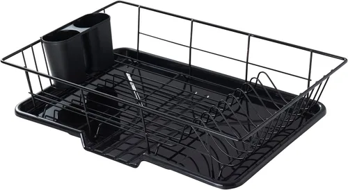 Vista 17 de Sweet Home Collection - Juego de escurridor de platos de 3 piezas que ahorra espacio: Organizador de cocina eficiente para secado rápido y Beige