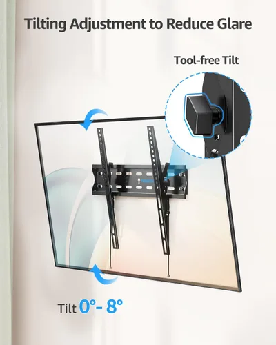 Vista 2 de MOUNTUP Soporte de pared para TV, soporte de TV inclinable para la mayoría de televisores planos/curvos LED LCD OLED de 26 a 60 pulgadas, perfil