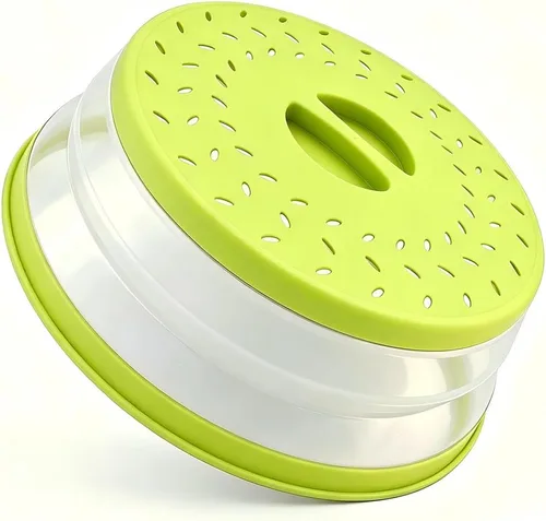Vista 18 de Cubierta plegable para salpicaduras de microondas, cubierta para platos de microondas con ventilación de vapor, silicona y plástico sin BPA