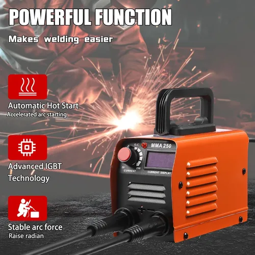 Vista 3 de Mini Máquina de Soldadura Portátil, MMA 250A 110V Soldador de Palo, Máquina de Soldadura IGBT Inversora, Arranque en Caliente, Fuerza de Arco