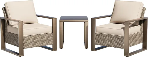 Vista 16 de Sofá de Mimbre Metálico para Patio de 75", Sofá Sillón de Ratán para Exteriores de 3 Asientos para Todo Tipo de Clima con Cojines Premium