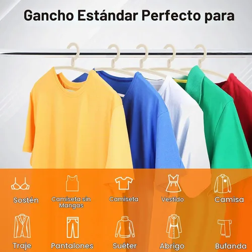 Vista 6 de DEDU Perchas de plástico para ropa, paquete de 20 perchas extra gruesas con gancho giratorio de 360° antideslizantes, perchas para suéteres Beige