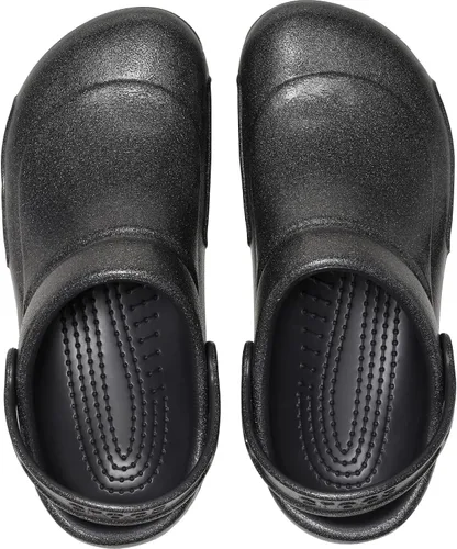 Vista 4 de Crocs Zuecos unisex para adultos, zapatos de trabajo antideslizantes, negro con brillo, 6 mujer/4 hombre