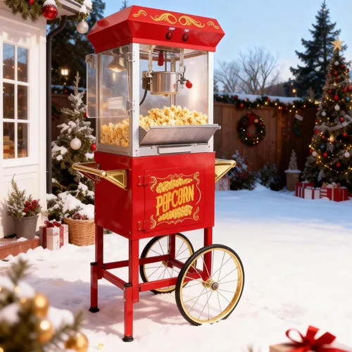 Vista 15 de Máquina comercial de palomitas de maíz con carrito, máquina de palomitas de maíz para cine con hervidor de 16 onzas, control de 3 interruptores