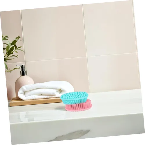 Vista 5 de 2 cepillos de baño de silicona de doble cara exfoliante suave para niños y niñas adultos para entrenamiento sensorial que promueve la unión