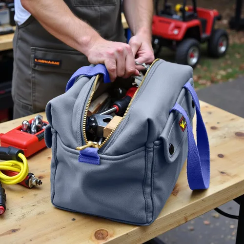 Vista 8 de Bolsa de lona encerada multiusos estilo militar, resistente al agua, correa ajustable, totalmente forrada, cierre de doble cremallera, uso pesado