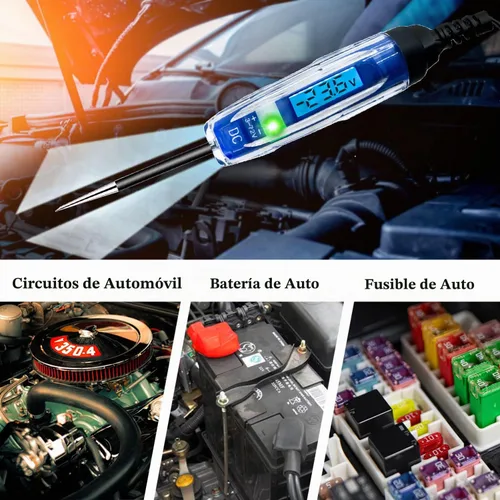 Vista 5 de Luz de prueba automotriz, 3-72V DC LCD Probador de circuito digital con iluminación, probador de luz resistente con voltímetro, probador de voltaje