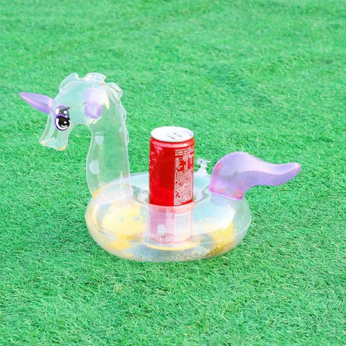 Vista 9 de Soporte inflable para bebidas, paquete de 25 flotadores inflables para bebidas de piscina + 1 bomba de mano, flotadores de bebidas para fiesta