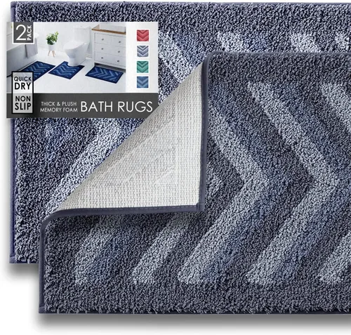 Vista 27 de Clara Clark Alfombras de baño, alfombras de baño ultra suaves y peludas - tapetes de baño para baño, lavable a máquina, base antideslizante de goma