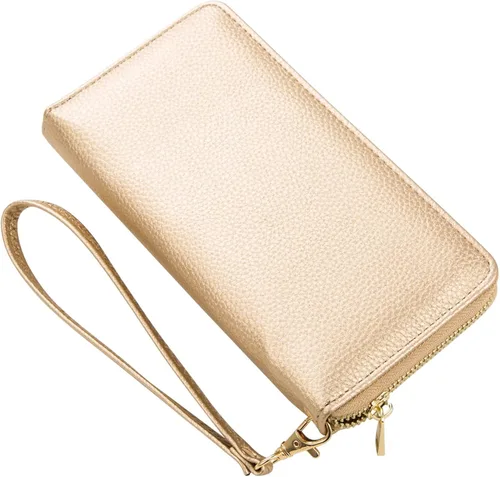 Vista 3 de Cartera de pulsera para mujer con soporte para teléfono celular con cremallera alrededor del bolso