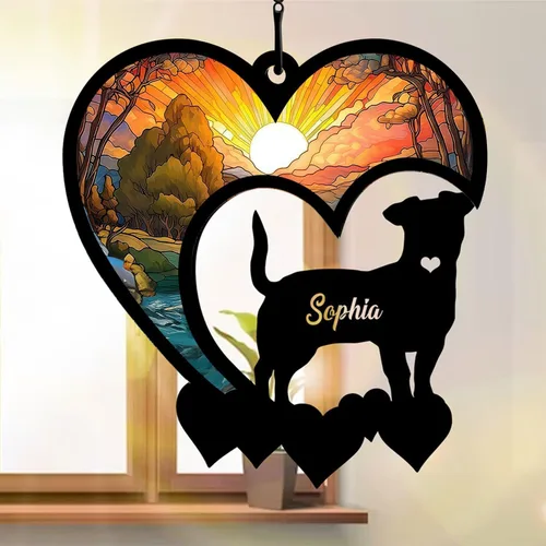 Vista 4 de NAZENTI Atrapasoles personalizado de sabueso afgano, adorno conmemorativo personalizado para la pérdida de mascotas, regalo de condolencia