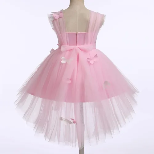 Vista 5 de ODASDO Vestido de mariposa para bebés y niños pequeños, sin mangas, de tul alto, bajo, princesa, boda, ocasión especial, vestido de baile de noche