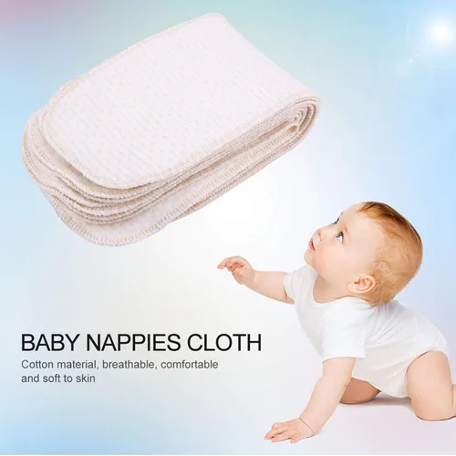 Vista 8 de Pañales de tela, algodón suave, transpirable, de alta absorción, reutilizables, insertos de pañales para recién nacidos, bebés durante la noche