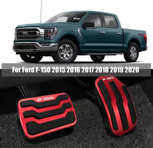 Vista 3 de BOYOUS 2 fundas antideslizantes de aluminio para pedal de freno y acelerador de gas para Ford F-150 2015 2016 2017 2018 2019 2020, no compatibles