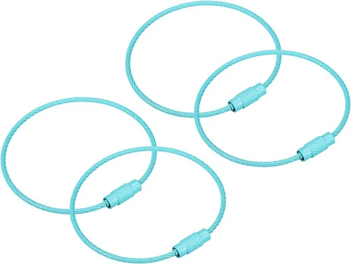 Vista 9 de uxcell Llaveros de cable, llaveros de alambre para cordones, llaveros