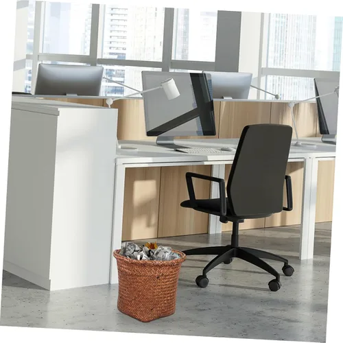 Vista 2 de Cabilock Cesta de paja de mimbre para residuos domésticos, perfecta para cocina, sala de estar, oficina