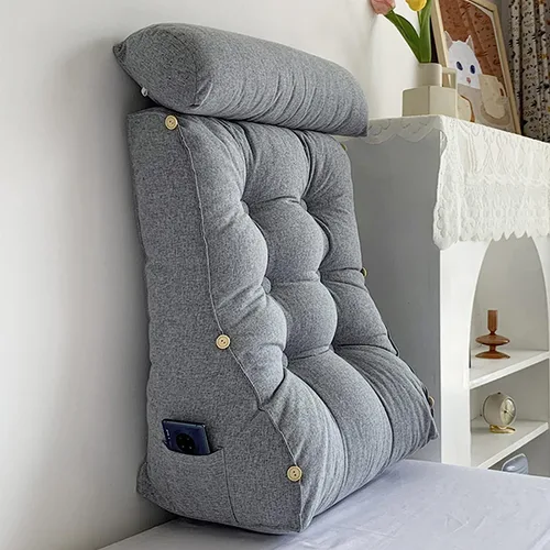 Vista 13 de Almohada de lectura con cuello, respaldo de cabecera triangular, cojín de soporte lumbar, almohada de apoyo de espalda para soporte de espalda