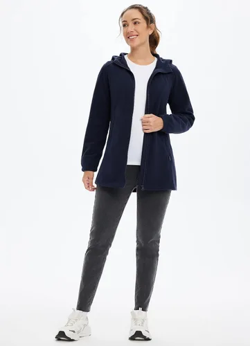 Vista 6 de BALEAF Chaqueta larga de forro polar con capucha y cremallera completa para mujer, abrigo de invierno suave y ligero