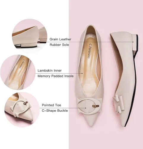 Vista 4 de C.Paravano Zapatos planos de trabajo cómodos de cuero con punta puntiaguda para mujer