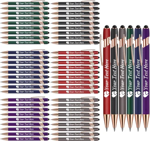 Vista 19 de Bolígrafos personalizados con lápiz capacitivo, bolígrafos con nombre impresos personalizados con tinta negra, impresos con tu logotipo o mensaje