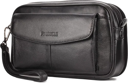 Vista 3 de Cartera organizadora de cuero para hombre con ranuras protectoras para tarjetas de crédito