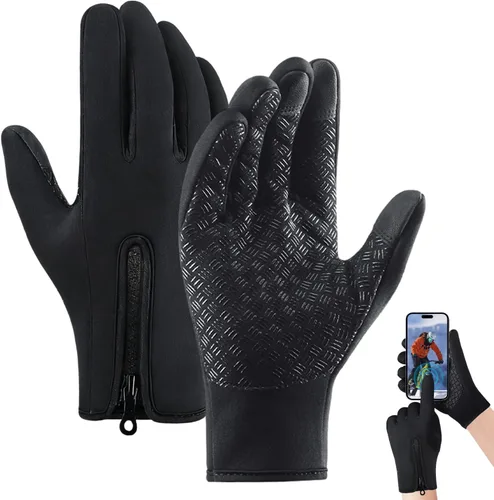 Vista 2 de Guantes de ciclismo de invierno para hombres y mujeres, impermeables, térmicos, agarre antideslizante para montar y actividades en clima frío