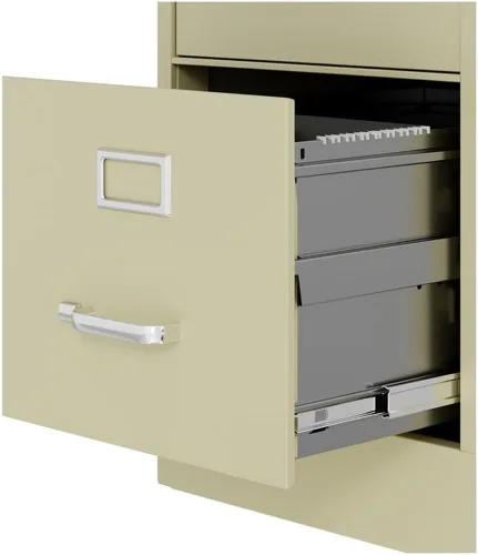 Vista 5 de CommClad Archivador vertical de metal con 4 cajones, acabado de masilla, tamaño carta, almacenamiento de oficina con cerradura, suspensión suave