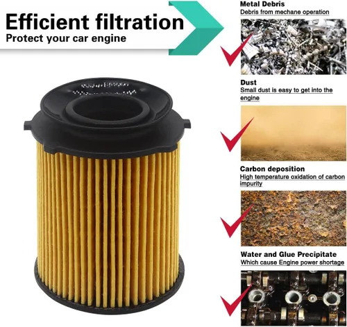 Vista 4 de Filtro de aceite para Mercedes-Benz A220 B250 C300 C350E CLA250 E300 GLA250 GLC300 Metris SLC300 SLK300 Infiniti Q50 Q60 QX30 sin metal 2701800009
