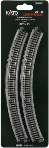 Vista 4 de Kato USA Model Train Products Unitrack, 12.402 in (12 3/8") Radius 45-Degree Curve Track (4 piezas)