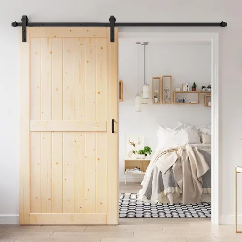 Vista 11 de Losa de puerta corrediza de madera de granero de 36 x 84 pulgadas (puerta doble de 18 x 84 pulgadas) con kit de herramientas de 6.6 pies, requiere
