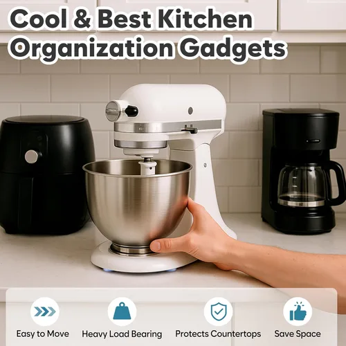 Vista 3 de 8 piezas deslizantes de electrodomésticos para cocina, color negro, autoadhesivos, pequeños electrodomésticos de cocina, fáciles de mover y ahorrar