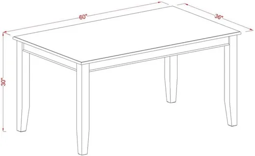 Vista 10 de East West Furniture DUDA7-BLK-12 - Juego de mesa y sillas de cocina de 7 piezas, consta de una mesa de comedor rectangular y 6 sillas Parson
