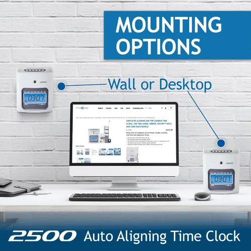 Vista 4 de Pyramid Time Systems Small Business 2500 Time Clock Bundle, empleados ilimitados, marfil