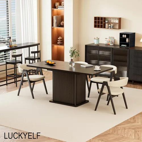 Vista 6 de Mesa de comedor extensible para cocina de 4-6, 47-65 pulgadas, mesa de comedor rectangular con 2 puertas, gran almacenamiento, muebles modernos