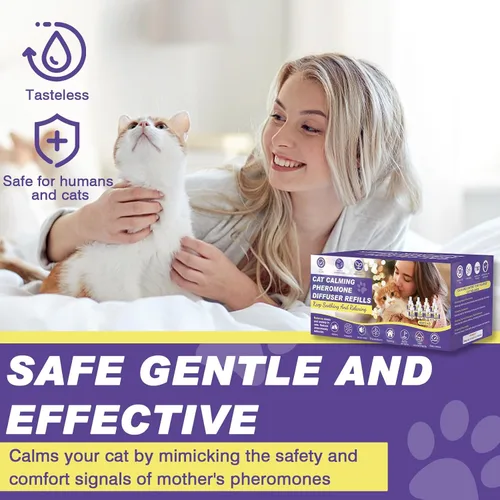 Vista 5 de Recambios de difusor calmante para gatos, paquete de 8 feromonas para gatos, recambio de feromonas de suministro de larga duración para 240 días